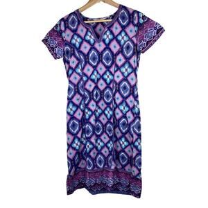 BIBA Women's 4 Blue Purple Sequin Crochet Lace Boho Sheath Dress